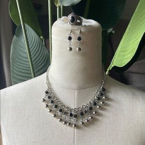 Elegant Silver and Black Jewelry Set